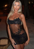 Women Sexy See-Through Lace Bodycon Dress