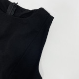 Women Spring/Summer Sleeveless Solid Round Neck Bodycon Dress