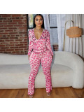 Women Sexy Leopard Print Contrast Two-Piece Set