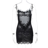 Women Sexy See-Through Lace Bodycon Dress