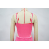 Women Sexy Cotton Washed Strapless Top and Pant Two-Piece Set