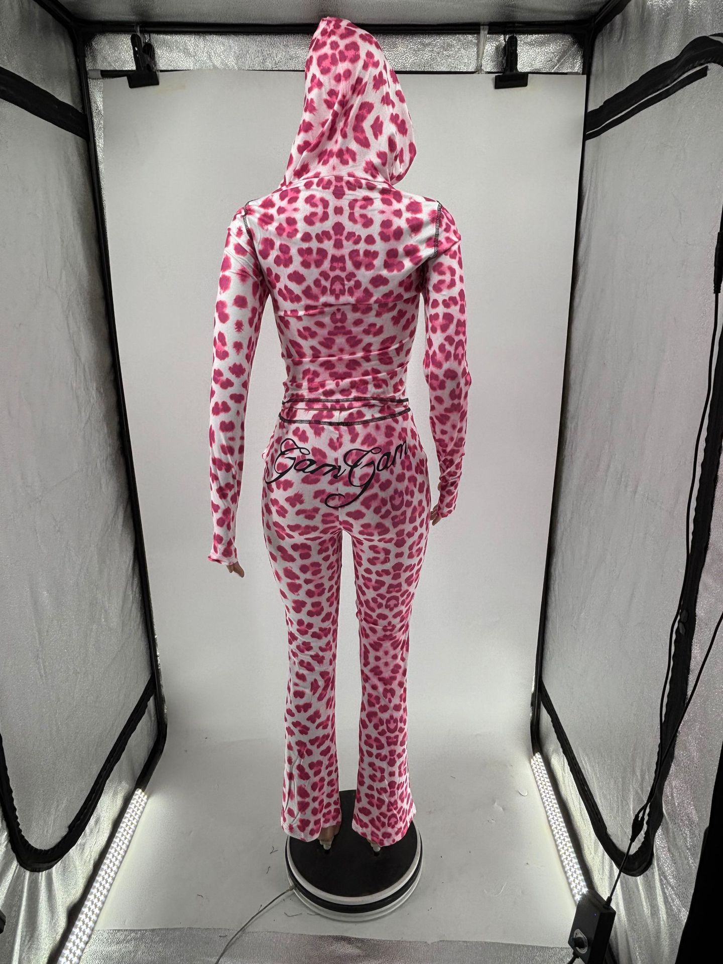 Women Sexy Leopard Print Contrast Two-Piece Set