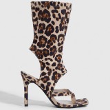 Women Sexy Black Cutout Sexy Prom High-Heeled Sandals