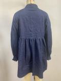Women Casual Shirt Button-Down Long-Sleeved Denim Dress