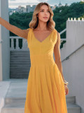 Women Elegant V-Neck Lace-Up Summer Dress