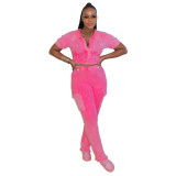 Women Sport Short-Sleeved Top and Pant Two-Piece Set