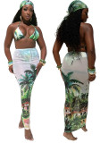 Women Sexy Beach Print Bikini Swimsuit Two-Piece Set