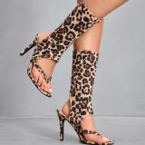 Women Sexy Black Cutout Sexy Prom High-Heeled Sandals