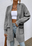 Women Fall/Winter Long-Sleeved Knitting Pocket Casual Sweater
