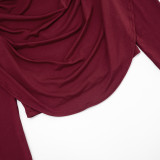 Women Fall Solid Casual Long-Sleeved Top and Pants Two-Piece Set