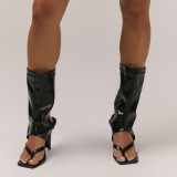 Women Sexy Black Cutout Sexy Prom High-Heeled Sandals