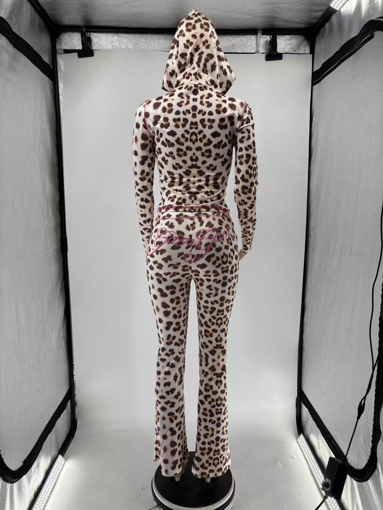 Women Sexy Leopard Print Contrast Two-Piece Set