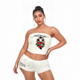 Women Casual Wings Print Strapless Vest Top