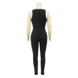 Women Washed Sleeveless Ribbed Jumpsuit