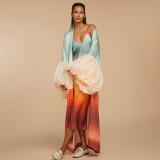 Women Beach Holidays Beach Print Cover-Up Jacket