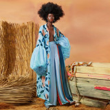 Women Beach Holidays Beach Print Cover-Up Jacket