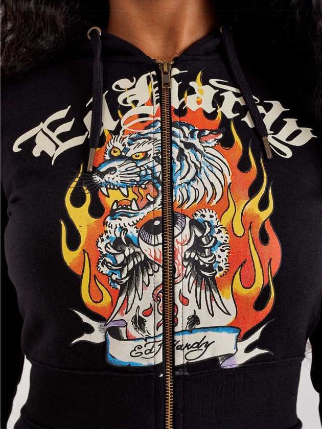 Women Printed Cropped Hoodies and Sweatpants Two-Piece Set