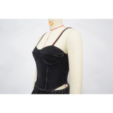 Women Sexy Cotton Washed Strapless Top and Pant Two-Piece Set