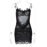 Women Sexy See-Through Lace Bodycon Dress