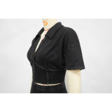 Women Sport Short-Sleeved Top and Pant Two-Piece Set