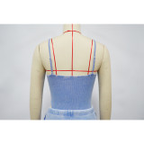 Women Sexy Cotton Washed Strapless Top and Pant Two-Piece Set