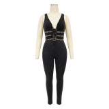 Women Washed Sleeveless Ribbed Jumpsuit