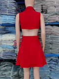 Women Summer French Polo Neck Sleeveless Dress