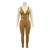 Women Washed Sleeveless Ribbed Jumpsuit