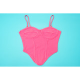 Women Sexy Cotton Washed Strapless Top and Pant Two-Piece Set