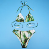 Women Sexy Beach Print Bikini Swimsuit Two-Piece Set