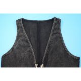 Women Washed Sleeveless Ribbed Jumpsuit