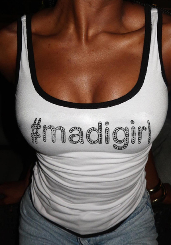 Women American Spring/Summer Letter Print Strapless Casual Top