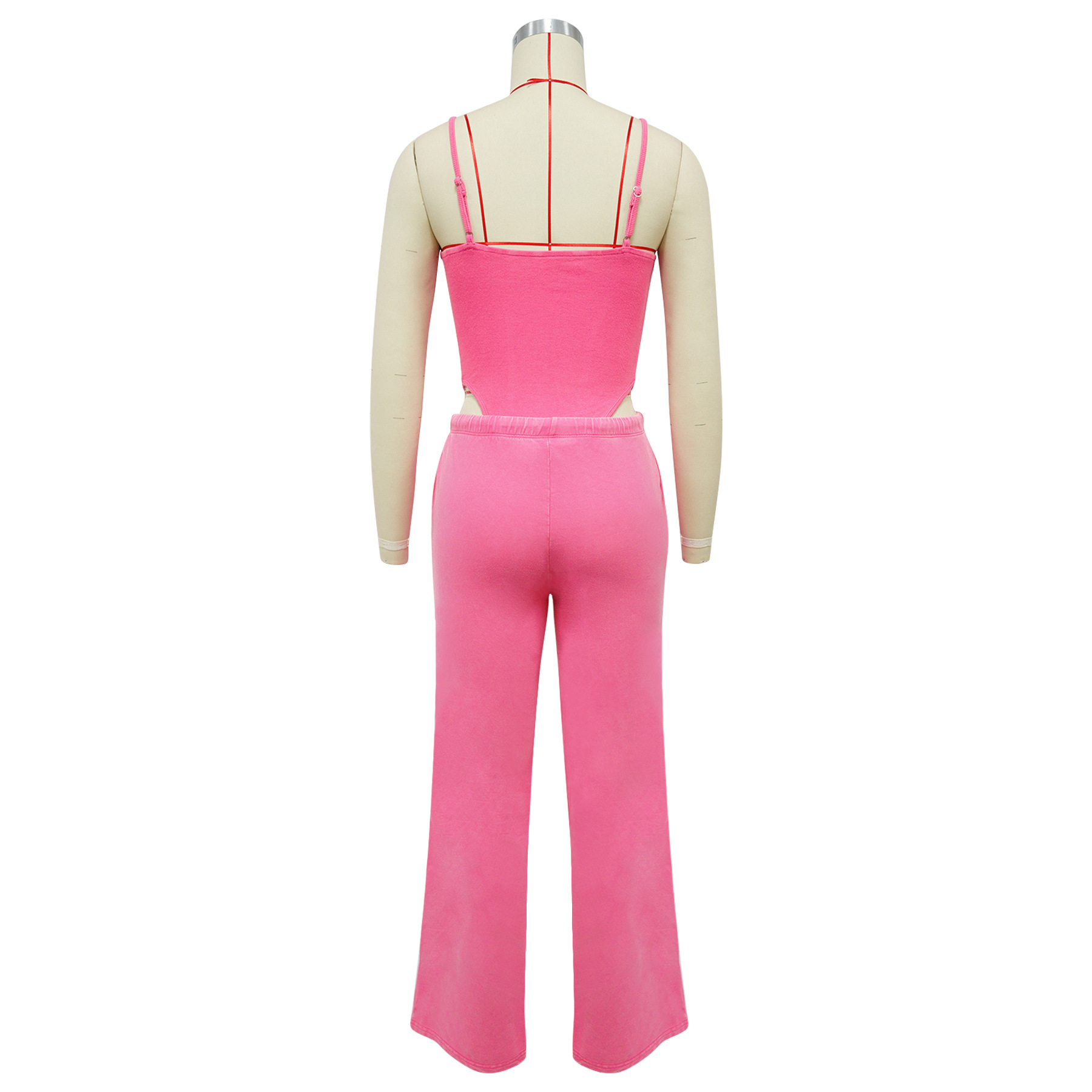 Women Sexy Cotton Washed Strapless Top and Pant Two-Piece Set