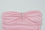 Summer Women's Fashion Chic Sexy Ruffle Strapless Slit Long Dress
