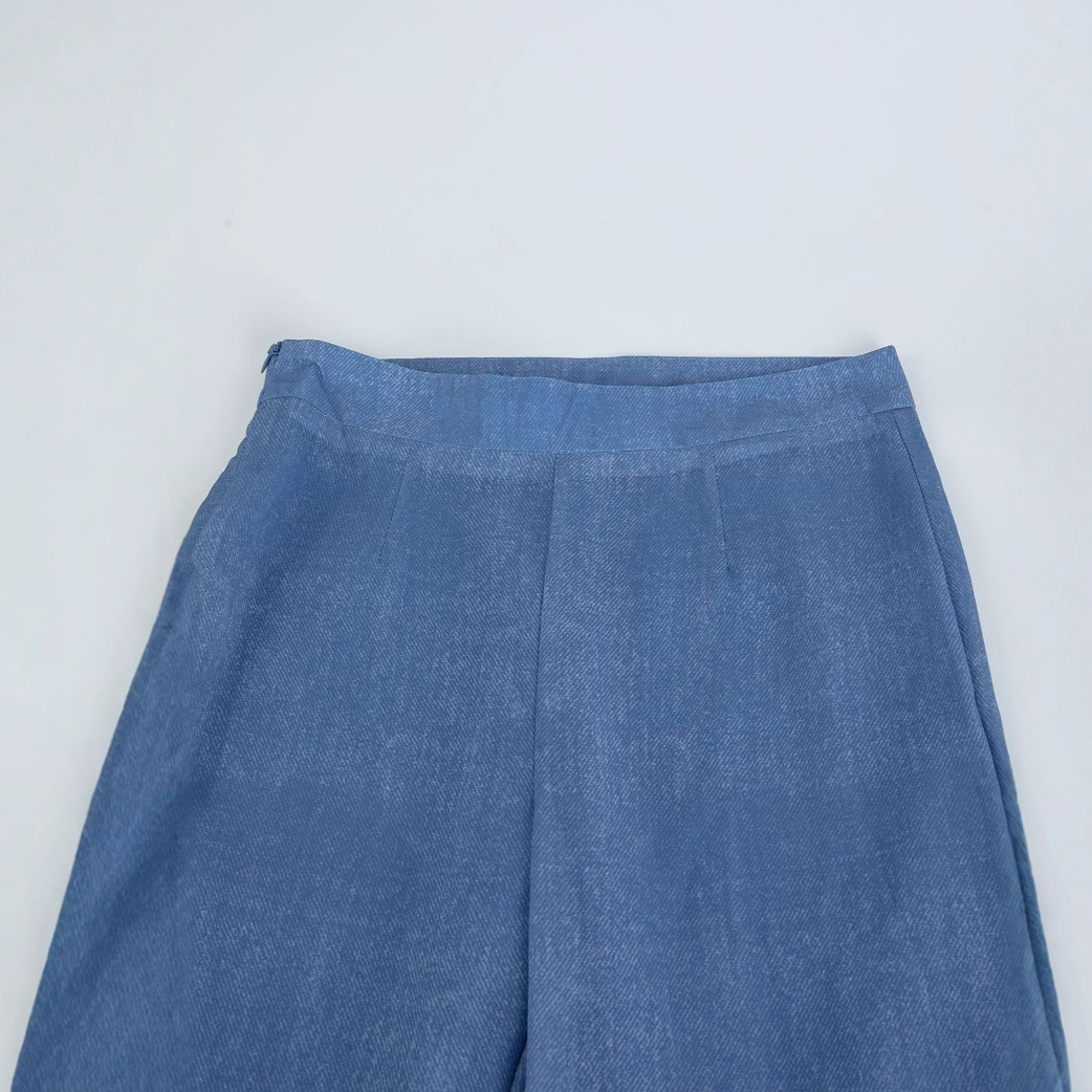 Autumn Women's Fashion Premium Gradient Denim Single-Breasted Shirt and High-Waisted Bell Bottom Pants Set