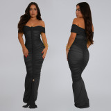 Women's Fashion Elegant Mesh Ruffle Slim Fit Bodycon Dress