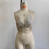 Women's Multi-Layer Chain Halter Neck Rhinestone Sequin Club Camisole