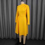 Women's Sexy Long Sleeve Solid Plus Size Slim A-Line Party Dress