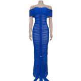 Women's Fashion Elegant Mesh Ruffle Slim Fit Bodycon Dress