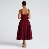 Women's Strapless Square Neck Sexy Low Back Slim Waist Chic Maxi Dress