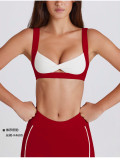 Women's Sexy Removable Seamless Color-Blocking Knot Front Tank Sports Bra