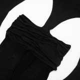 Women Fall Sexy Off-Shoulder Backless Long-Sleeved Mesh Patchwork Jumpsuit