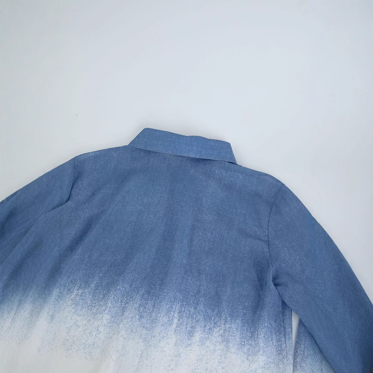 Autumn Women's Fashion Premium Gradient Denim Single-Breasted Shirt and High-Waisted Bell Bottom Pants Set