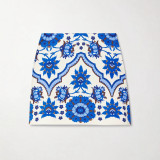 Summer Women's Slim Fit Blue Print Round Neck Top and Short Skirt Set