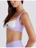 Women's Sexy Removable Seamless Color-Blocking Knot Front Tank Sports Bra