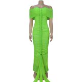 Women's Fashion Elegant Mesh Ruffle Slim Fit Bodycon Dress