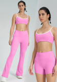 Women's Strap Removable Padding Tank Top Bell Bottom Pants Yoga Set