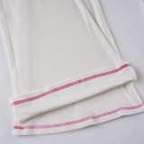 Women American-Style Fall/Winter Sport Velvet Letter Print Fur Collar Hooded Long-Sleeved Jacket and Pants Two-Piece Set