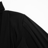 Women Fall Solid Casual V-Neck Long-Sleeved Top and Mini Skirt Two-Piece Set