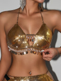 Women's Body Chain Sexy Metal Fringe and Sequin Vest